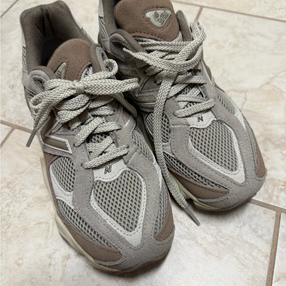 New Balance Taupe and Light Gray Athletic Sneakers